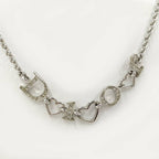 Dior Heart Charm Necklace Plated Silver