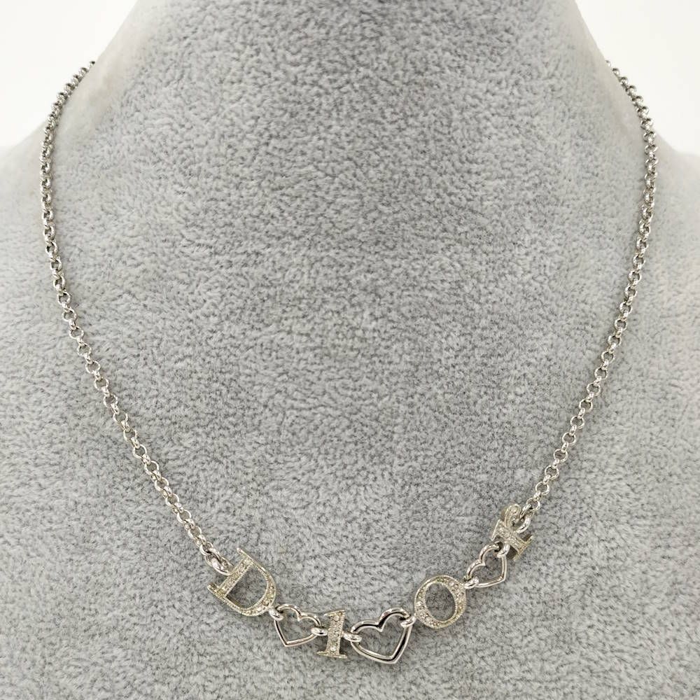 Dior Heart Charm Necklace Plated Silver — view 8