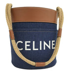 Celine Denim Bucket Bag Leather Blue Brown