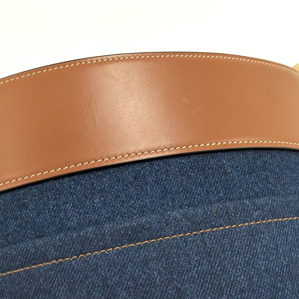 Celine Denim Bucket Bag Leather Blue Brown — view 7