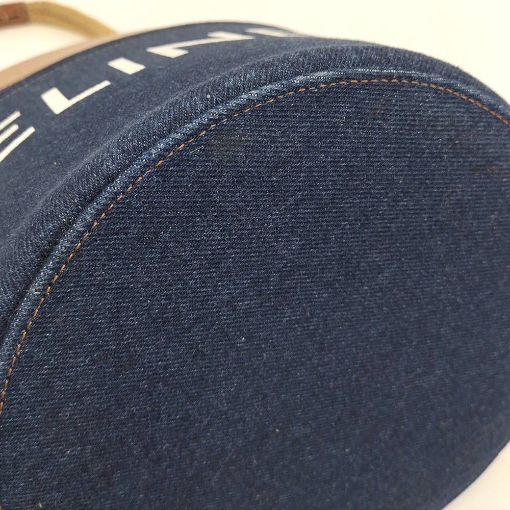 Celine Denim Bucket Bag Leather Blue Brown — view 8