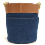 Celine Denim Bucket Bag Leather Blue Brown — view 2
