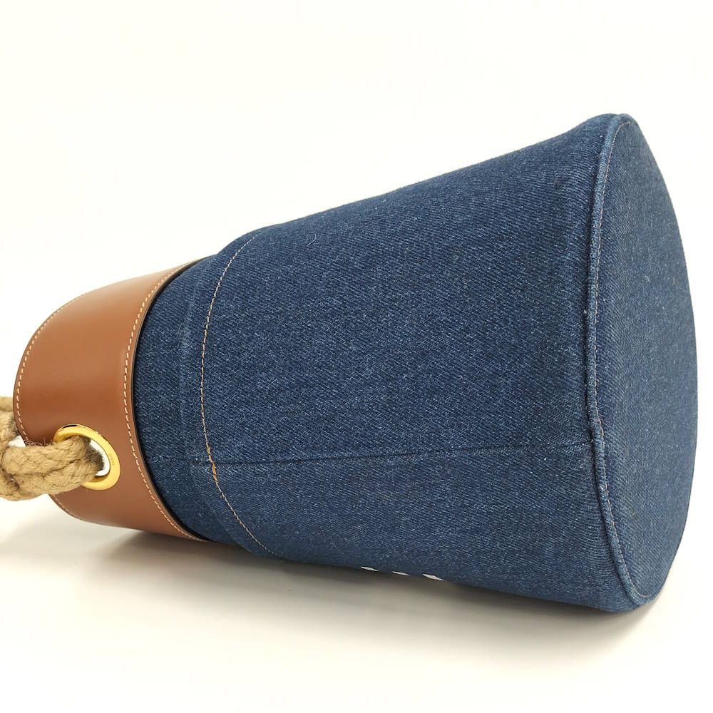 Celine Denim Bucket Bag Leather Blue Brown — view 6