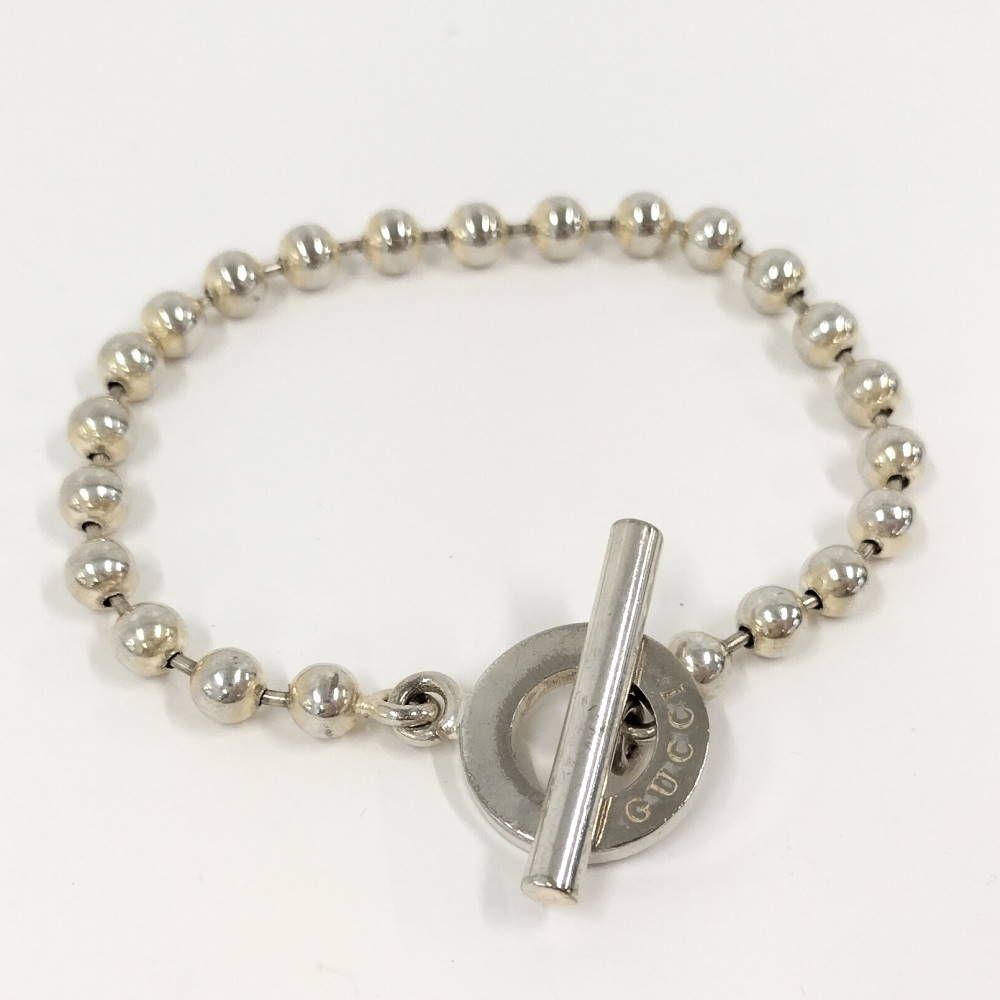 Gucci Ball Chain Bracelet Logo Silver