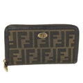 Fendi Zip Around Wallet Canvas Brown
