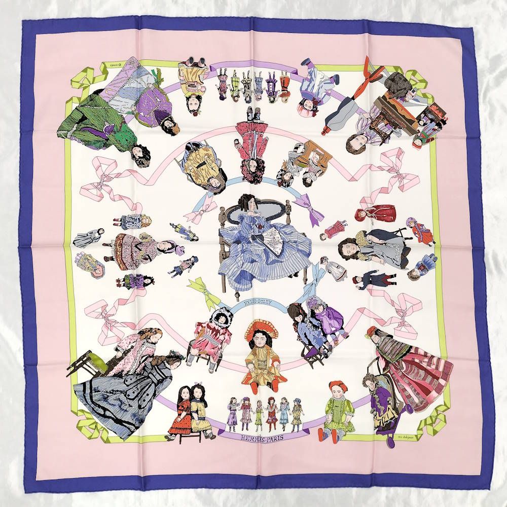 Hermes Scarf Carre 90 Hello Dolly Multicolor Pink