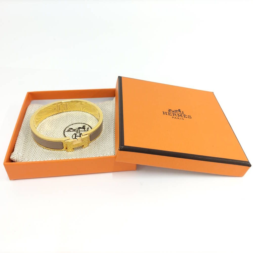 Hermes Clic Clac Bracelet Plated Gold Gray — view 9