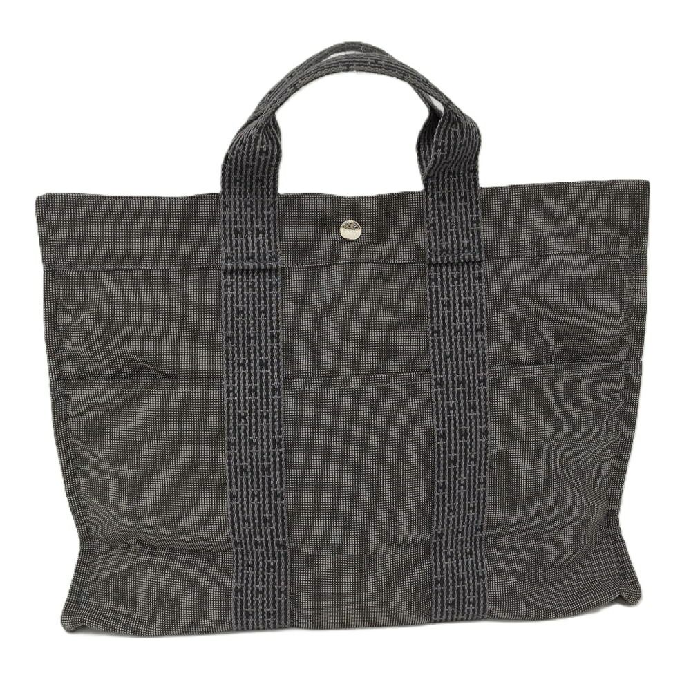 Hermes Tote Her Line MM Gray Canvas