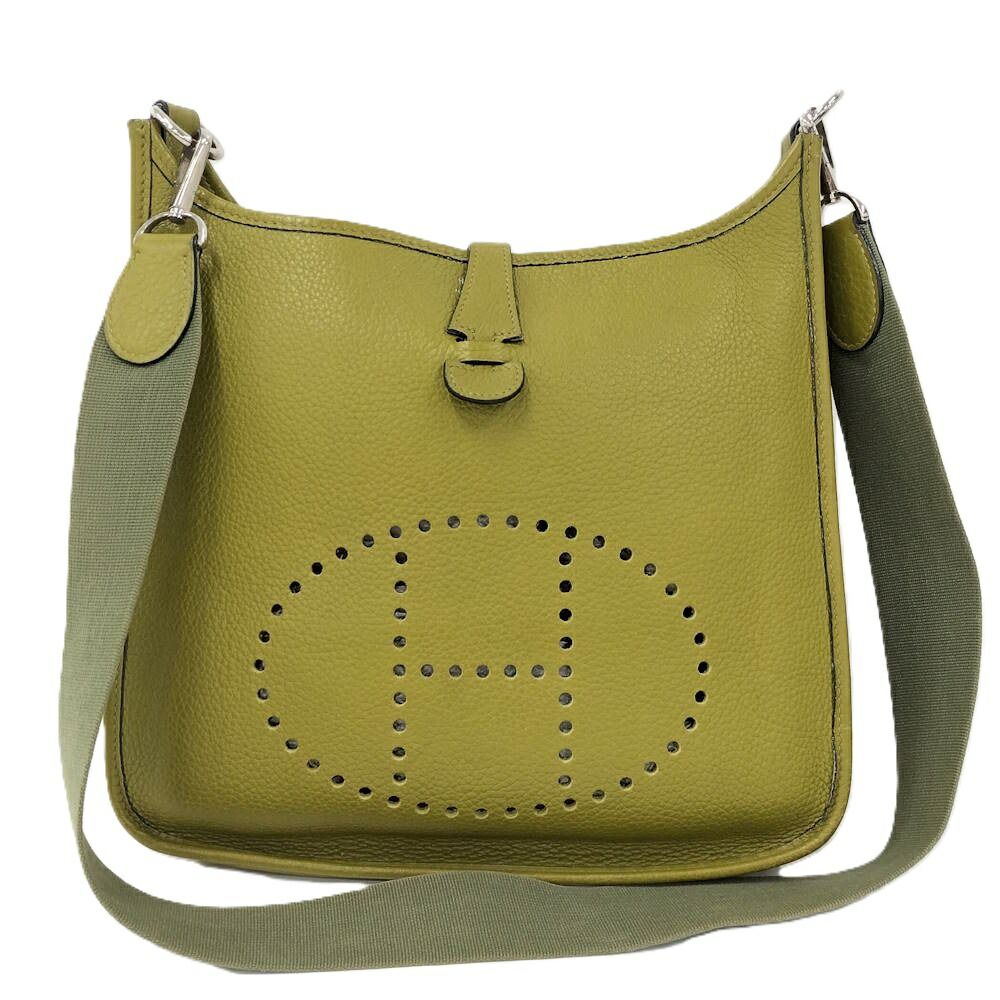 Hermes Evelyne Anise Green Silver Taurillon Clemence Shoulder