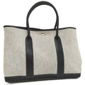 Hermes Garden Party PM Tote Toile Ash Leather Navy Ivory