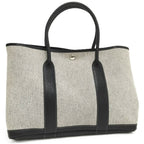 Hermes Garden Party PM Tote Toile Ash Leather Navy Ivory