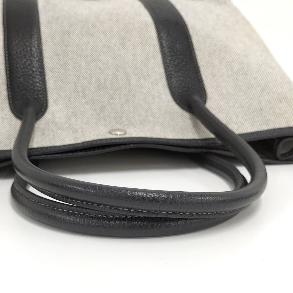 Hermes Garden Party PM Tote Toile Ash Leather Navy Ivory — view 4