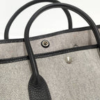 Hermes Garden Party PM Tote Toile Ash Leather Navy Ivory — view 6