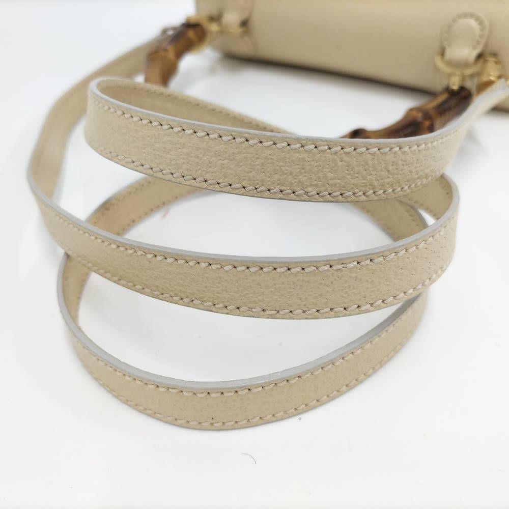Gucci 2-Way Shoulder Bag Bamboo Leather Beige — view 8