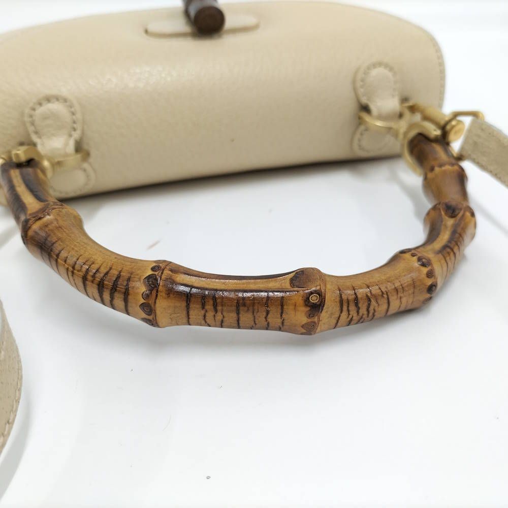 Gucci 2-Way Shoulder Bag Bamboo Leather Beige — view 6