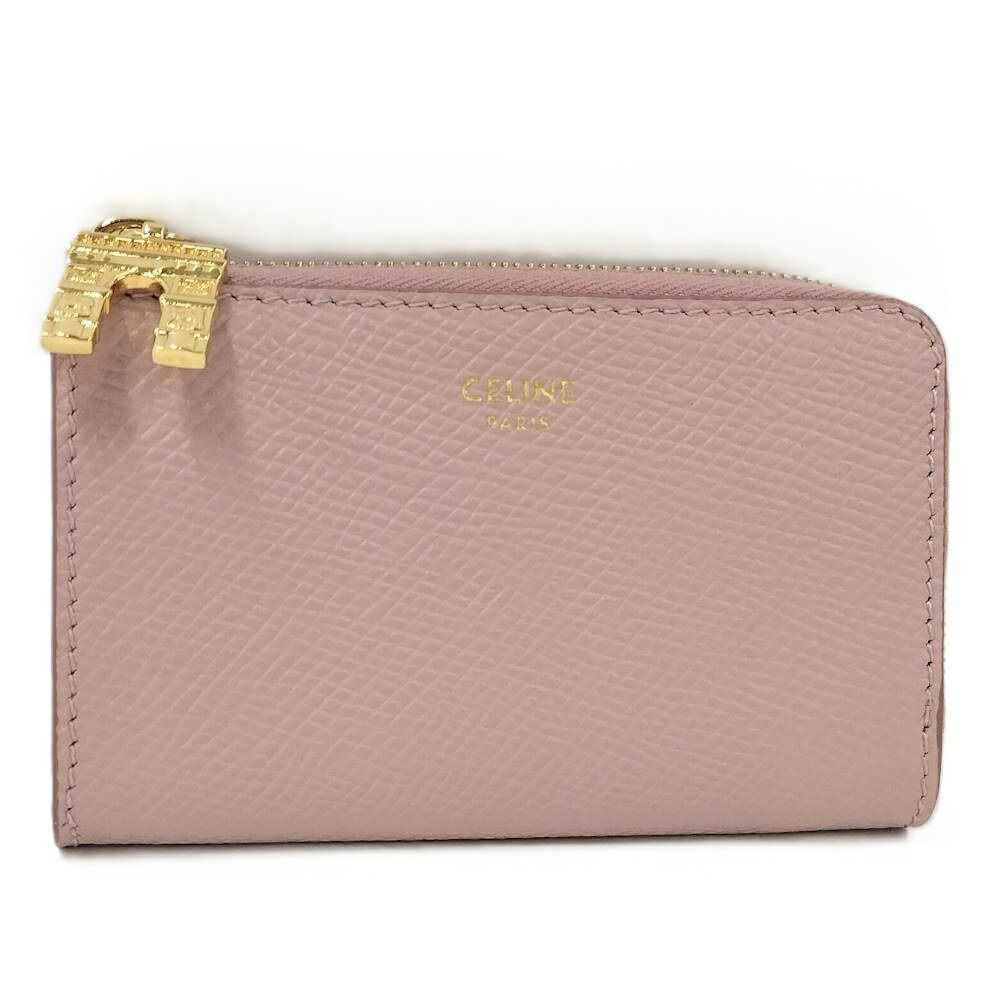 Celine L-shaped Zipper Coin Purse Leather Pink