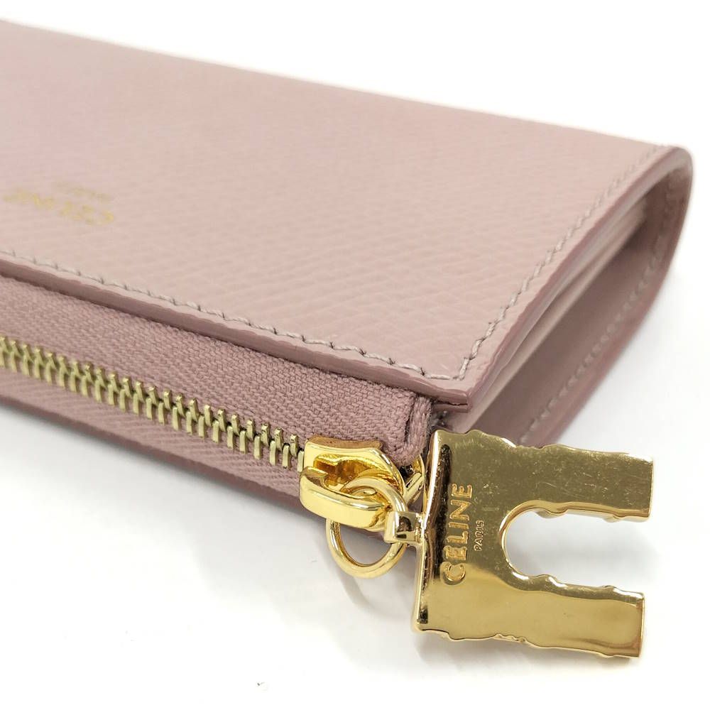 Celine L-shaped Zipper Coin Purse Leather Pink — view 5