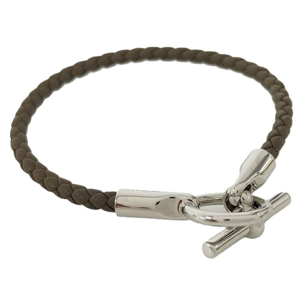 Hermes Glenan Bracelet Brown Silver Leather