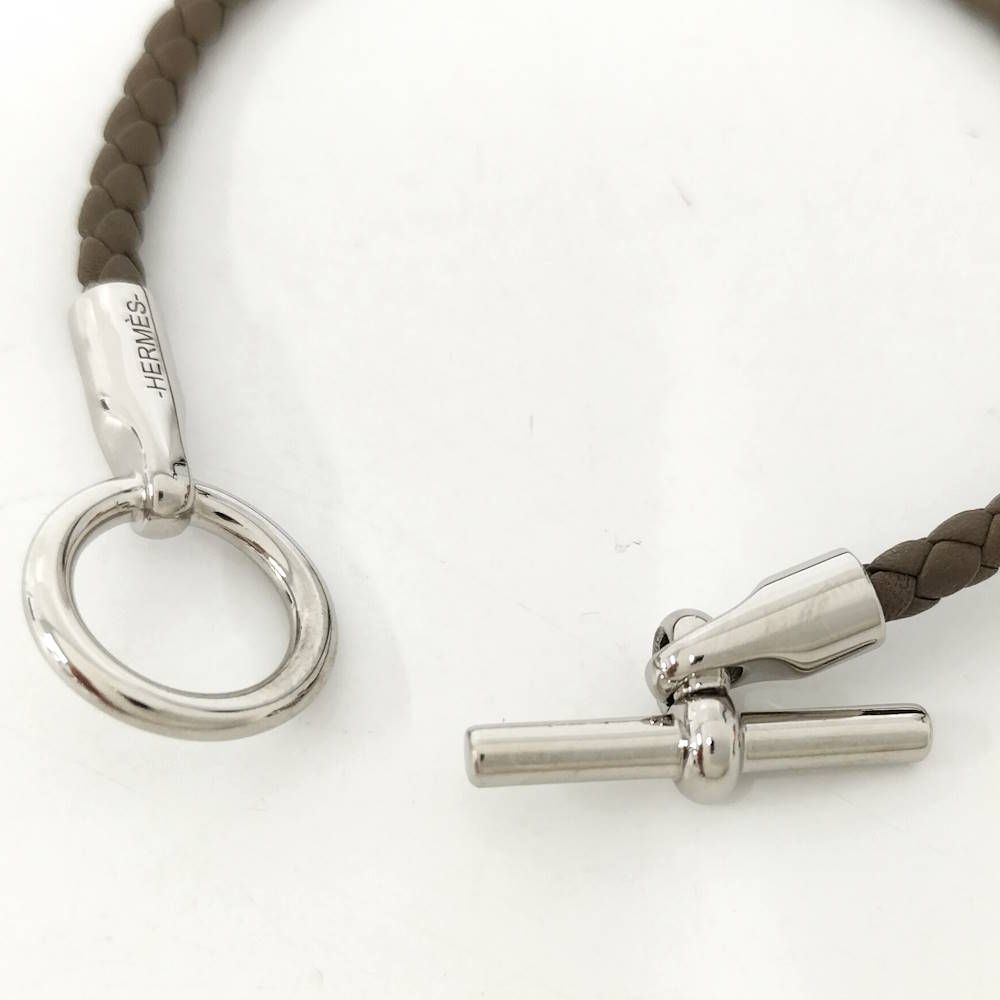 Hermes Glenan Bracelet Brown Silver Leather — view 5