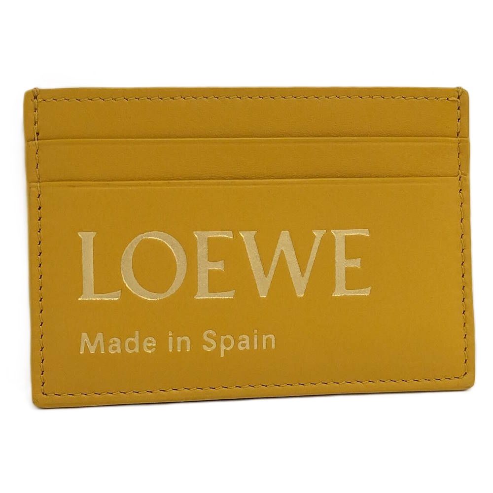 Loewe Embossed Plain Card Case Leather Yellow