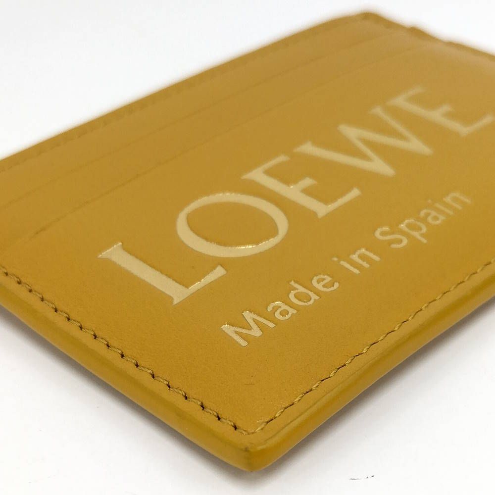 Loewe Embossed Plain Card Case Leather Yellow — view 4