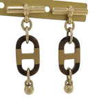 Hermes Surmer Earrings Buffalo Horn Gold Plated