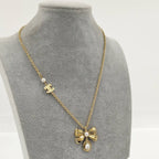 Chanel Necklace Ribbon CC Logo Rhinestone Plated Gold 25k — view 8