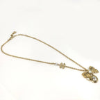 Chanel Necklace Ribbon CC Logo Rhinestone Plated Gold 25k — view 4