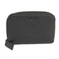 Prada Saffiano Zip Around Coin Case Leather Black