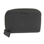 Prada Saffiano Zip Around Coin Case Leather Black