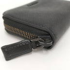 Prada Saffiano Zip Around Coin Case Leather Black — view 4