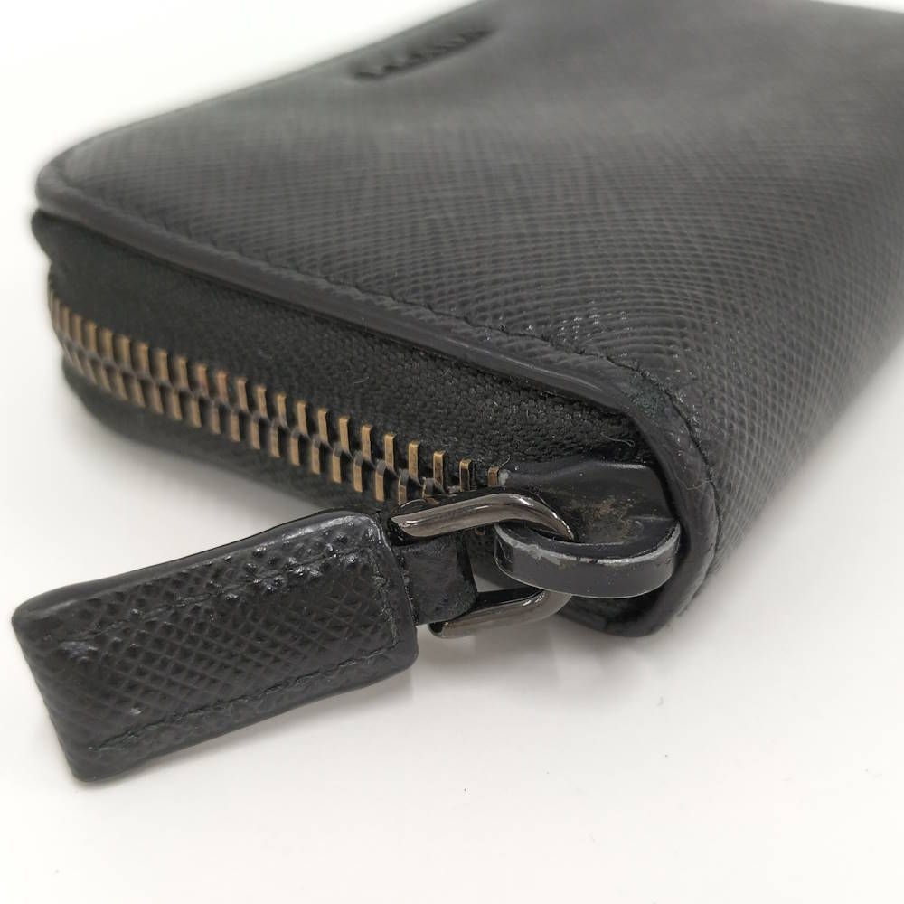 Prada Saffiano Zip Around Coin Case Leather Black — view 4