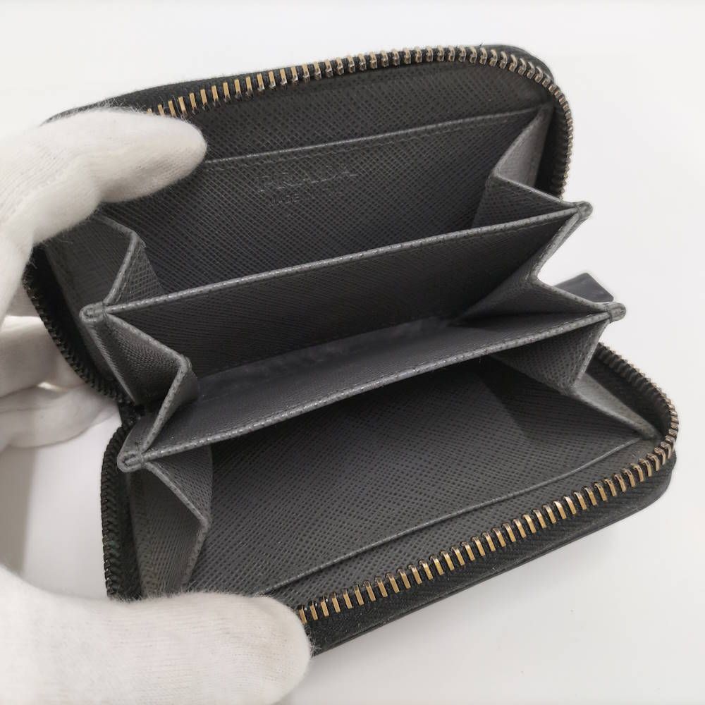 Prada Saffiano Zip Around Coin Case Leather Black — view 2