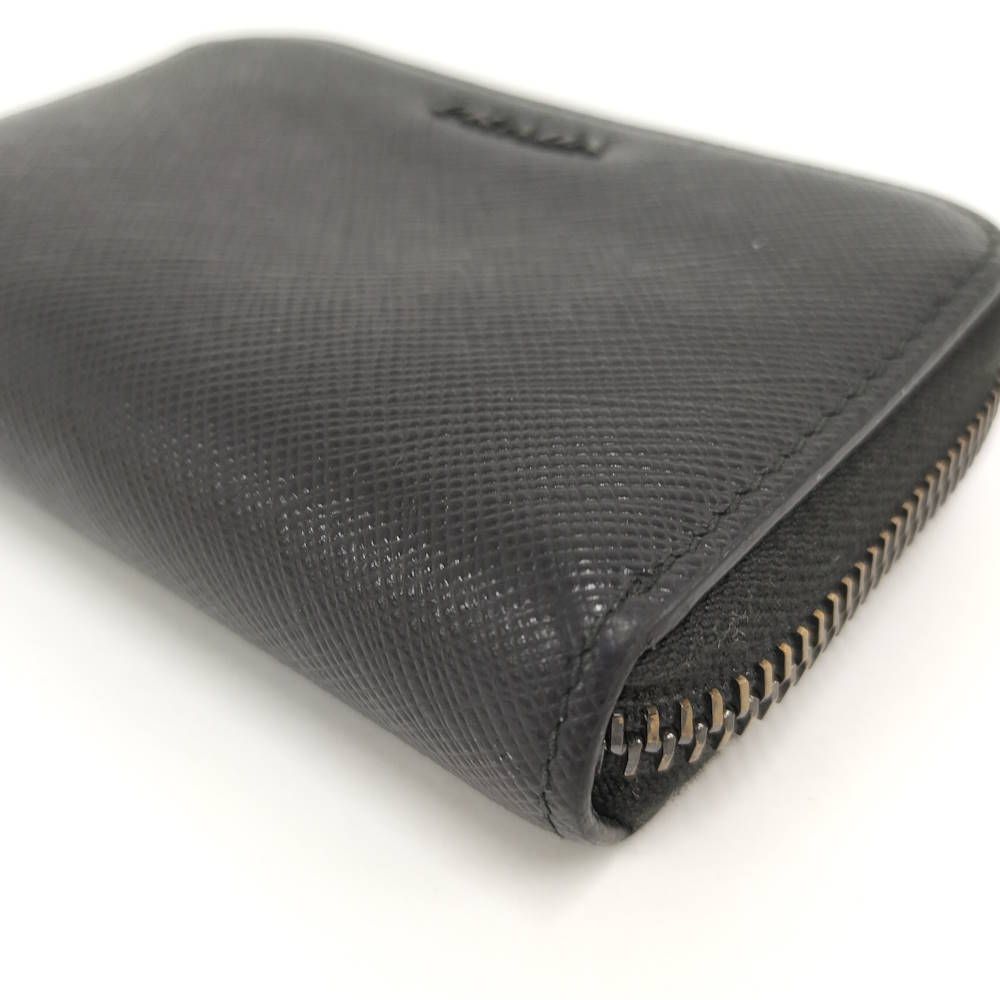 Prada Saffiano Zip Around Coin Case Leather Black — view 5