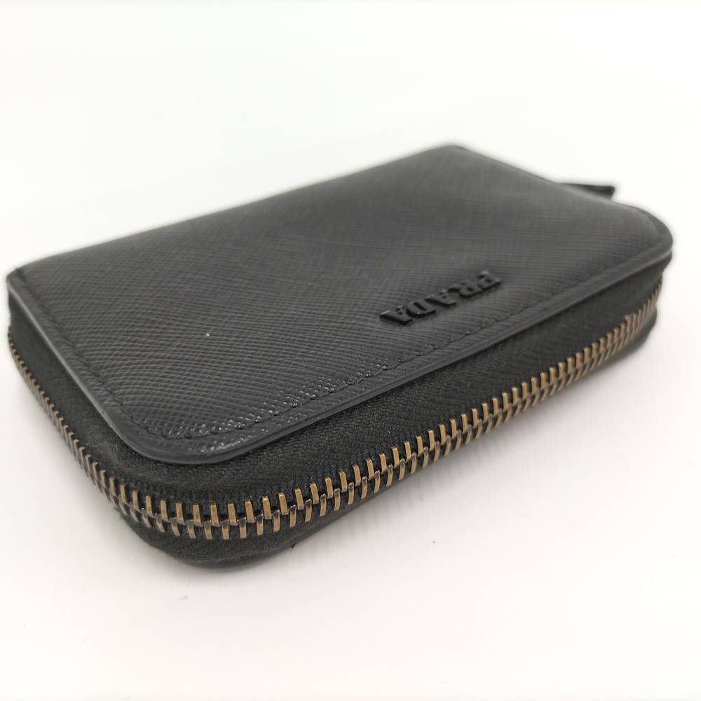 Prada Saffiano Zip Around Coin Case Leather Black — view 6