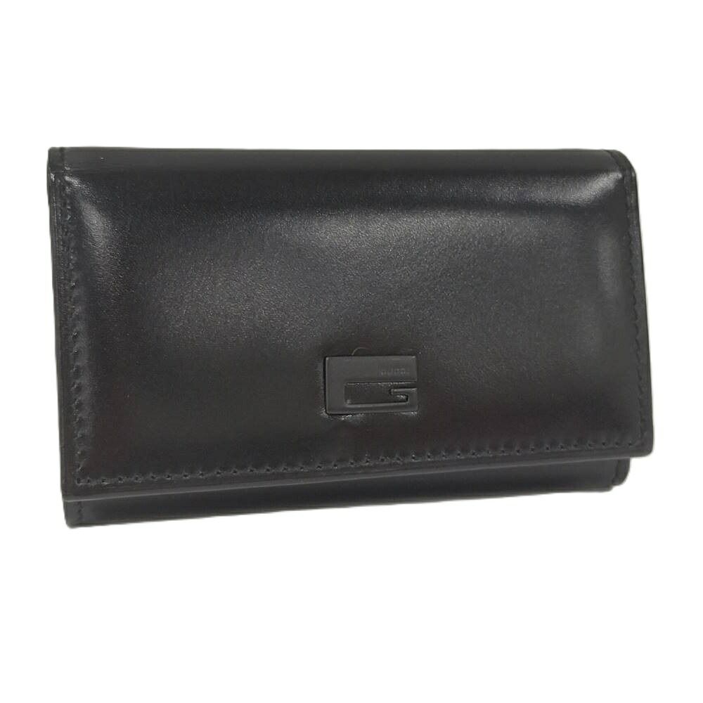 Gucci Key Case 6 Black Leather Key Holder