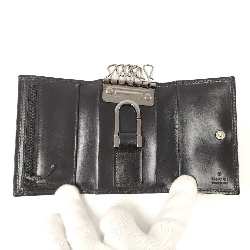 Gucci Key Case 6 Black Leather Key Holder — view 3