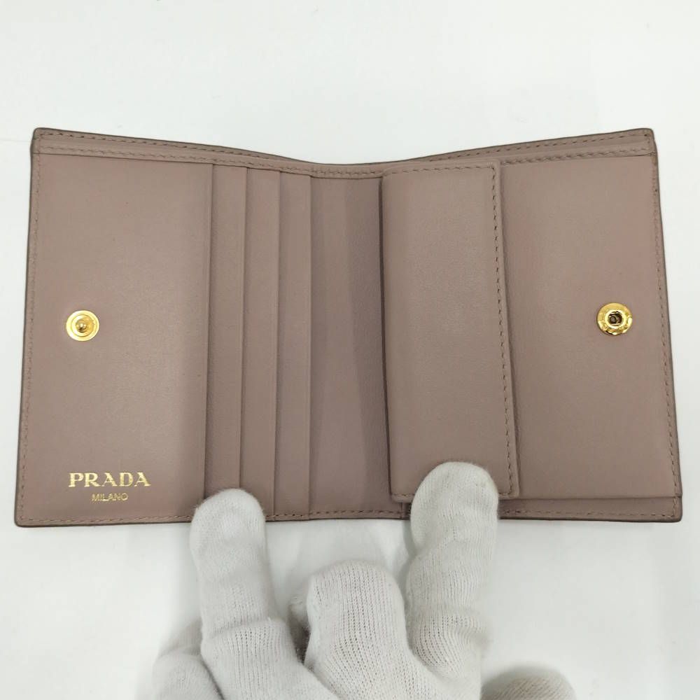 Prada Bifold Wallet Leather Pink — view 2