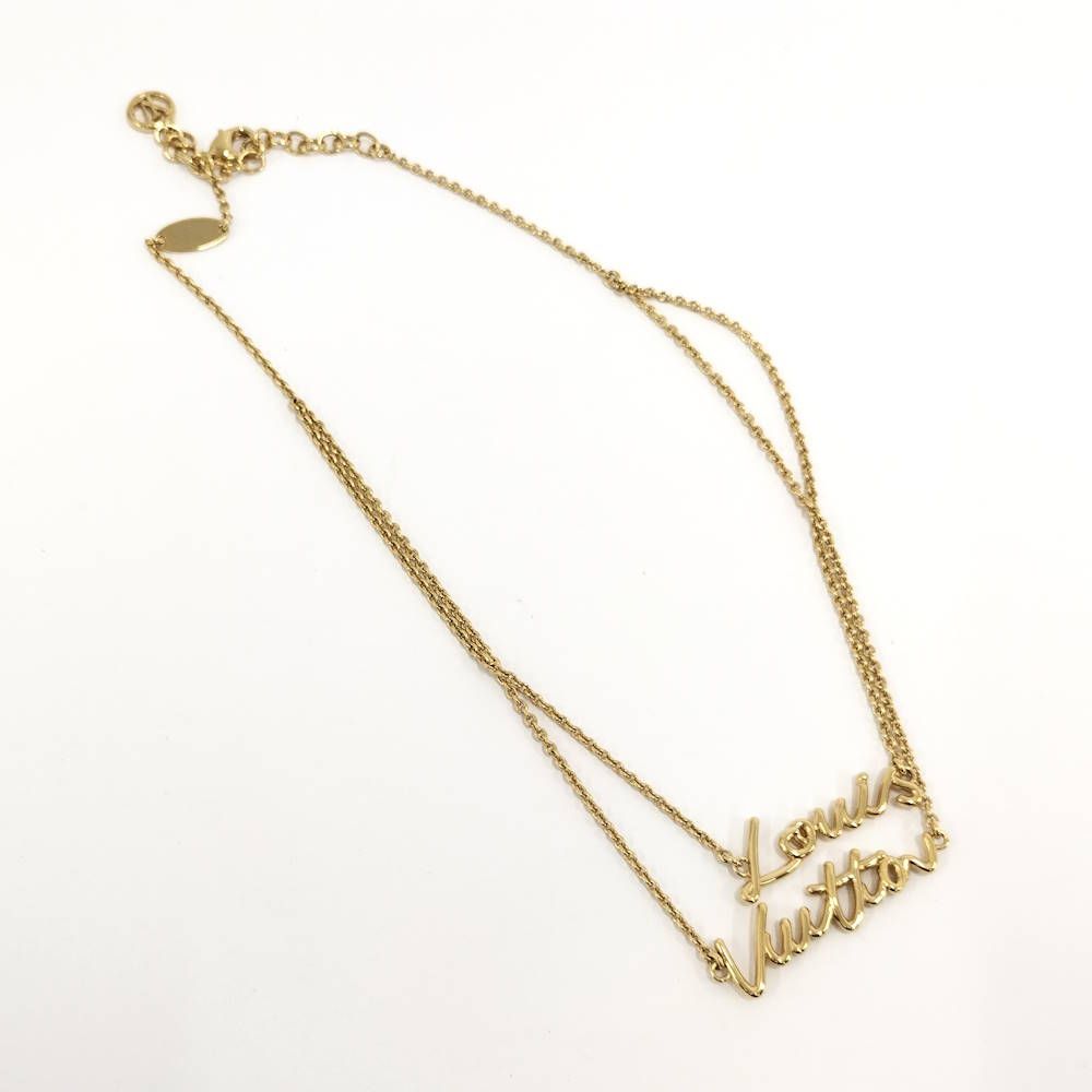 Louis Vuitton Necklace LV Script Plated Gold — view 4