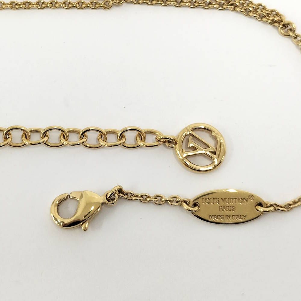 Louis Vuitton Necklace LV Script Plated Gold — view 7