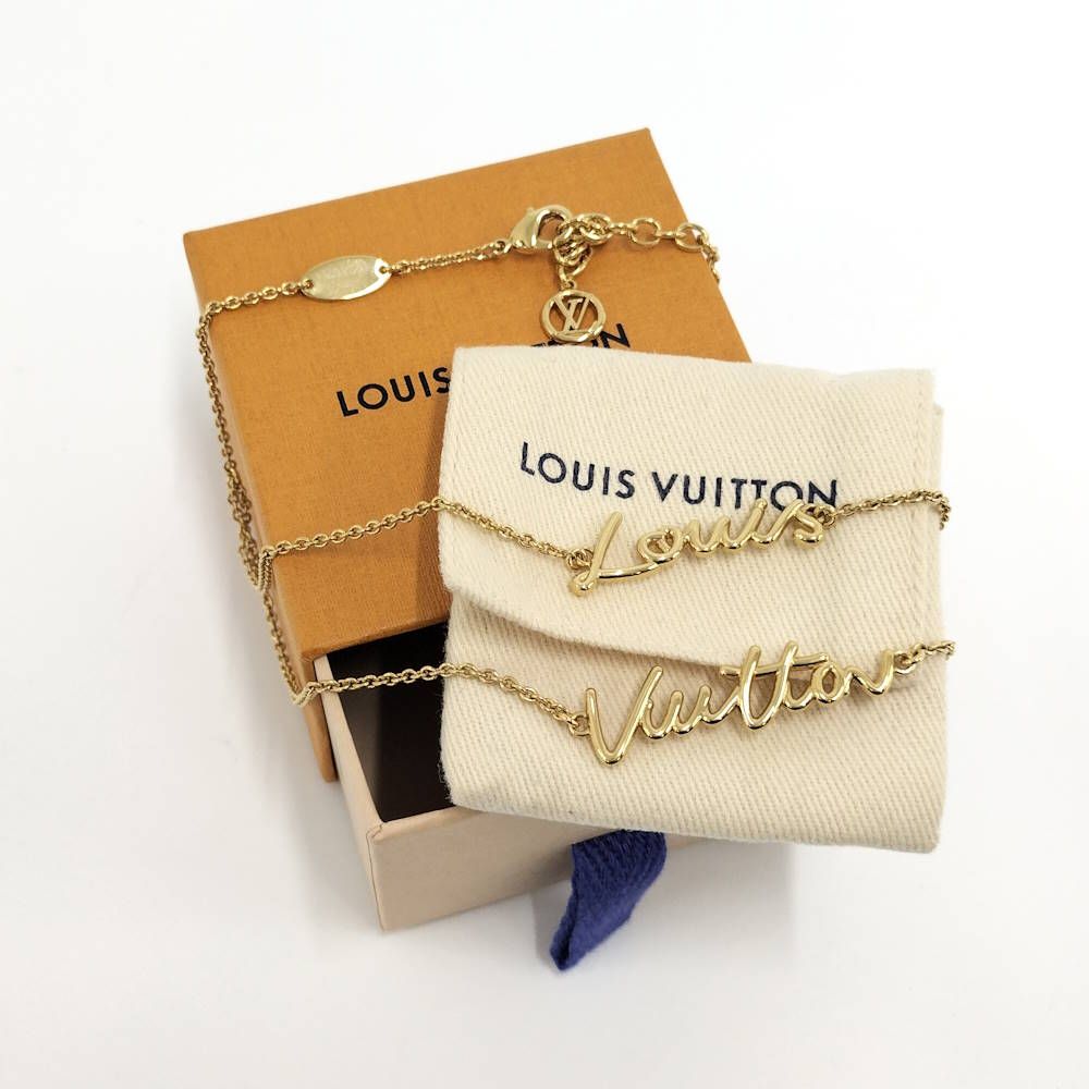 Louis Vuitton Necklace LV Script Plated Gold — view 9