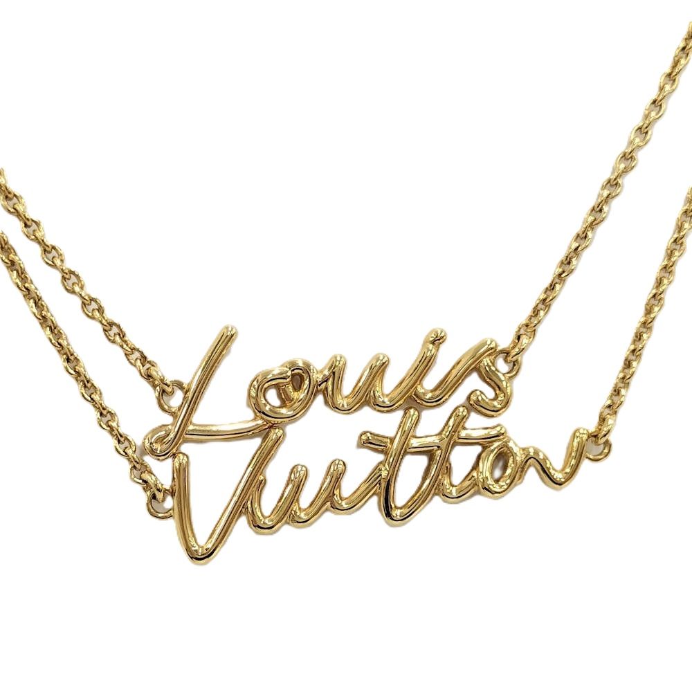 Louis Vuitton Necklace LV Script Plated Gold
