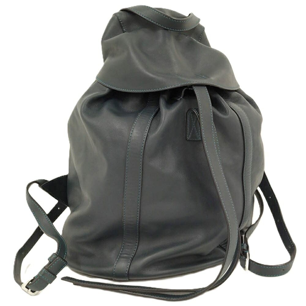 Loewe Drawstring Backpack Leather Green