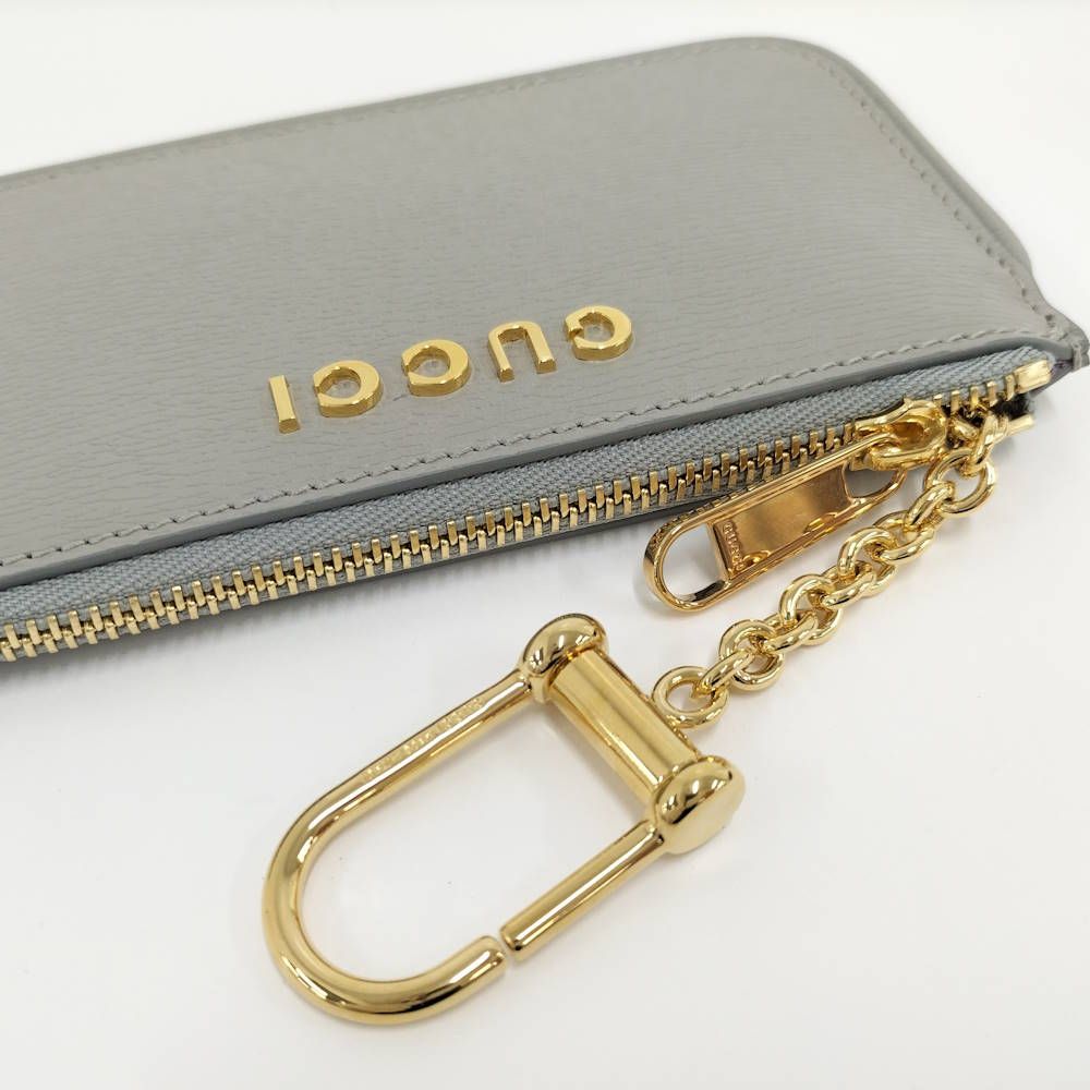 Gucci Coin Case Script Leather Gray — view 6