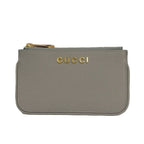 Gucci Coin Case Script Leather Gray