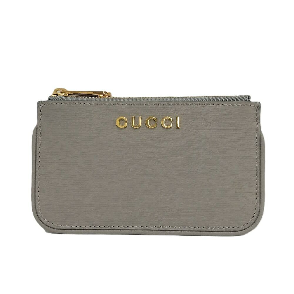Gucci Coin Case Script Leather Gray