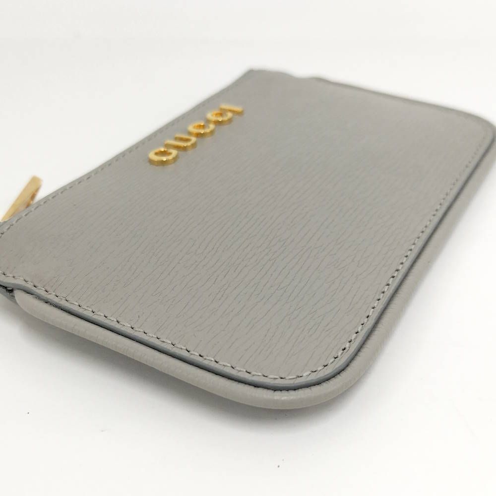 Gucci Coin Case Script Leather Gray — view 7