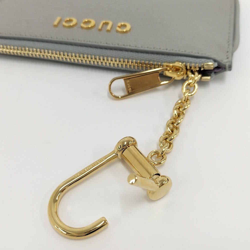 Gucci Coin Case Script Leather Gray — view 8