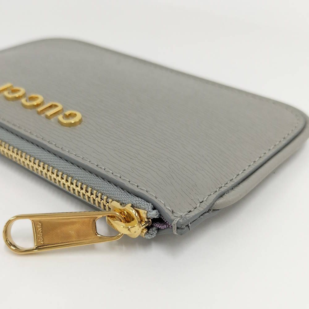Gucci Coin Case Script Leather Gray — view 3