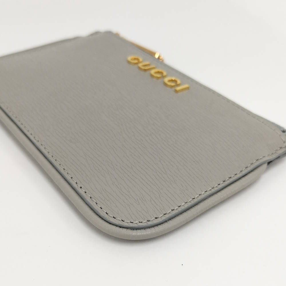 Gucci Coin Case Script Leather Gray — view 5